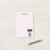 Notes Post-it® Kokeshi Poupée Rose 4 x 6 (Sur un bureau)