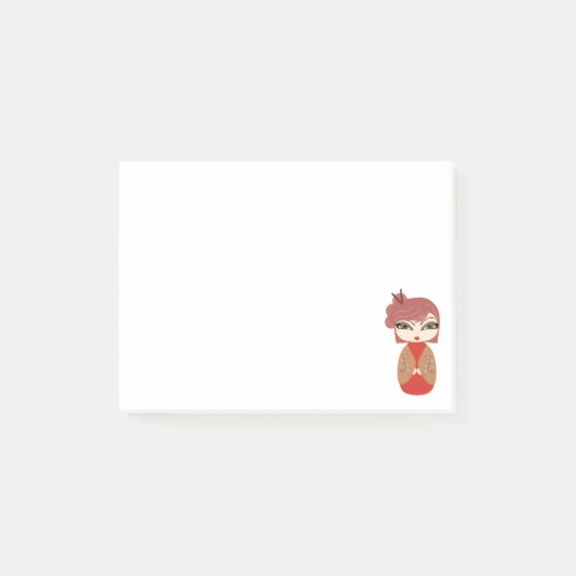 Notes Post-it® Kokeshi Poupée Rouge 4 x 3 (Devant)