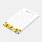 Notes Post-it lignées Choses à faire Tournesols (Incliné)
