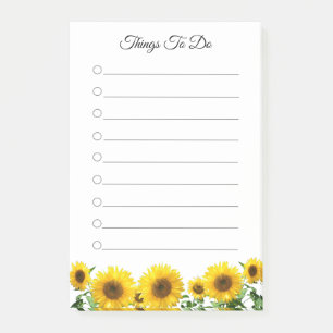 Notes Post-it lignées Choses à faire Tournesols