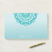 Notes post-it Mandala Ombre turquoise (Sur un bureau)
