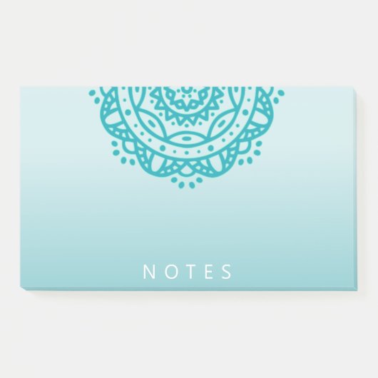 Notes post-it Mandala Ombre turquoise (Devant)