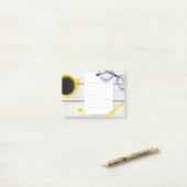 Notes Post-it® mignonnes avec café et fleurs (Sur un bureau)