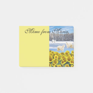 Notes Post-it Notes, Tournesol Ours Polaire Floral