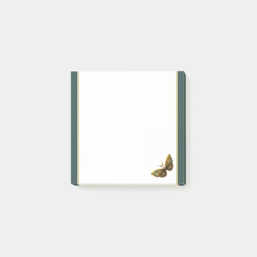 Notes post-it Ornate Gold & Turquoise Butterfly 3" (Devant)