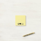 Notes Post-It Paix, Amour & Livres (Sur un bureau)