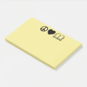 Notes Post-It Paix, Amour & Livres (Incliné)