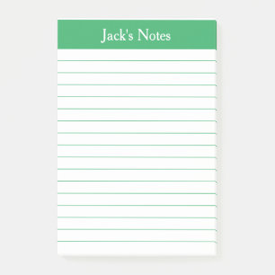 Notes post-it personnalisées à trait vert classiqu