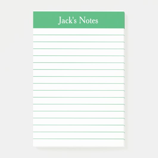 Notes post-it personnalisées à trait vert classiqu (Devant)