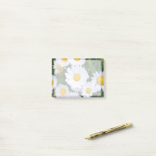 Notes Post-it® personnalisées avec marguerite Ajou (Sur un bureau)