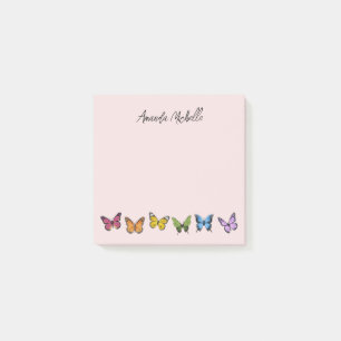 Notes post-it personnalisées du papillon arc-en-ci