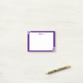 Notes post-it® personnalisées pourpres Fleur blanc (Sur un bureau)