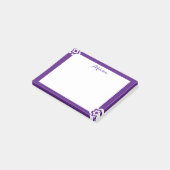 Notes post-it® personnalisées pourpres Fleur blanc (Incliné)