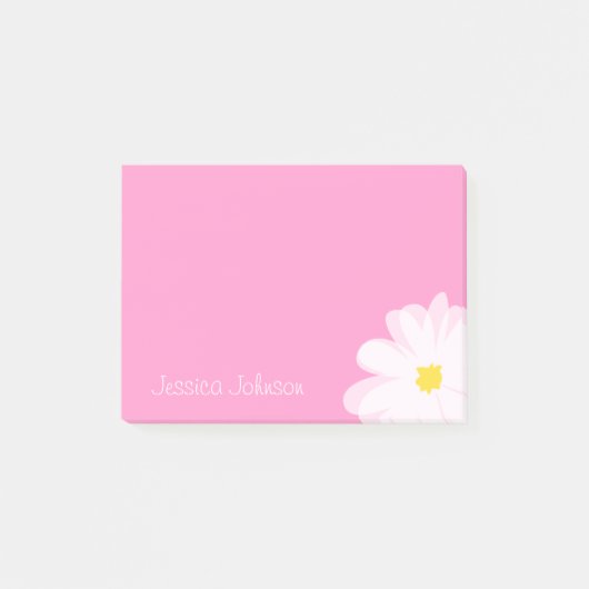 Notes Post-it® personnalisées Rose avec fleur marg (Devant)