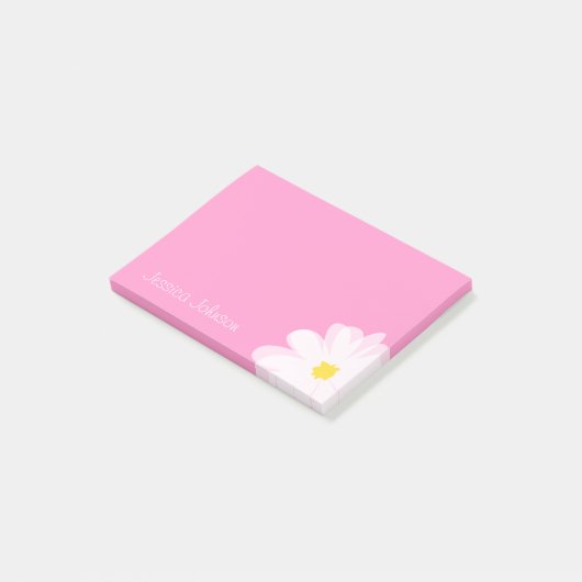 Notes Post-it® personnalisées Rose avec fleur marg (Incliné)