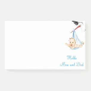 Notes post-it® pour bébé chou-cigogne amusante