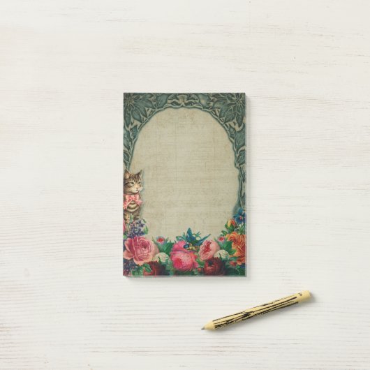 Notes post-it pour chats et fleurs victoriens (Sur un bureau)