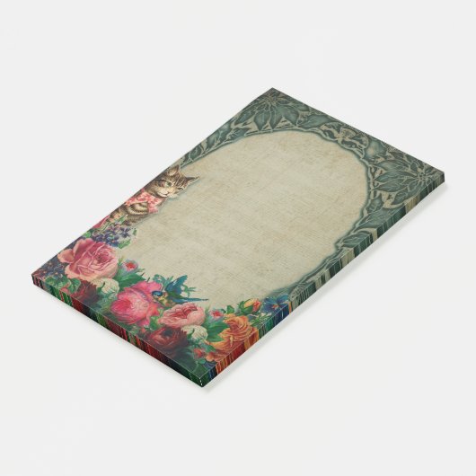 Notes post-it pour chats et fleurs victoriens (Incliné)