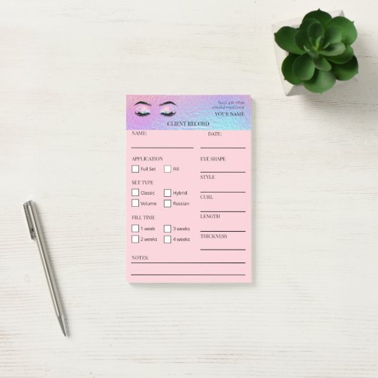 Notes Post-it® pour cliente de cils holographiques (Bureau)