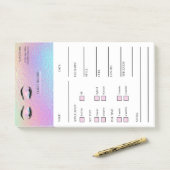 Notes Post-it® pour cliente de cils holographiques (Sur un bureau)