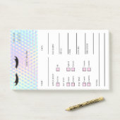 Notes Post-it® pour cliente de cils holographiques (Sur un bureau)