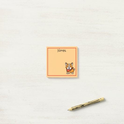 Notes post-it pour le chien de Corgi mignon (Sur un bureau)