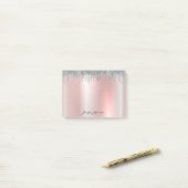 Notes Post-it® pour le nom d'or rose Rose (Sur un bureau)