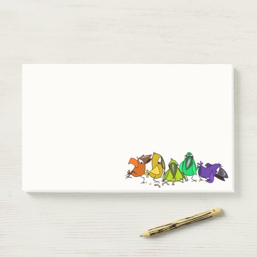 Notes post-it® pour les oiseaux amusants (Sur un bureau)