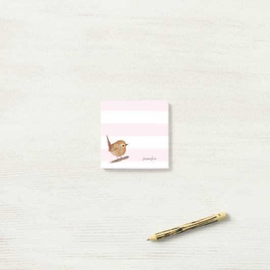 Notes post-it® pour les oiseaux en rose (Sur un bureau)