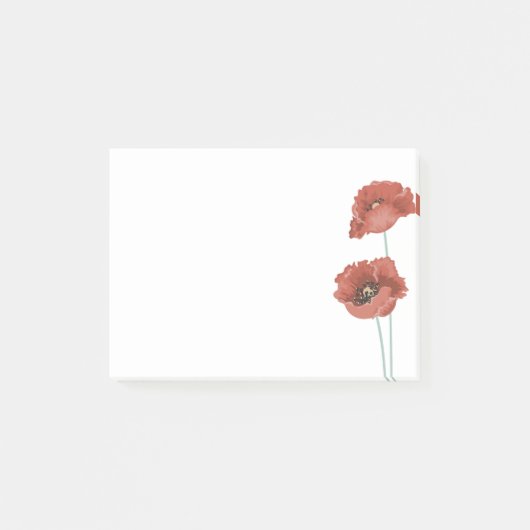 Notes post-it pour les pivoines rouges (Devant)