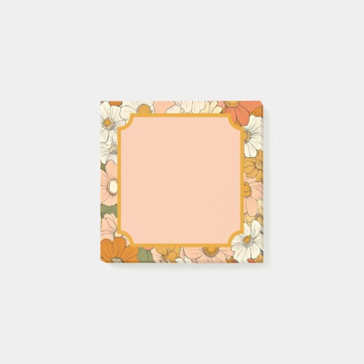 Notes post-it Retro Orange Groove Floral 3x3 (Devant)
