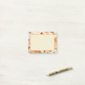 Notes post-it rétro Orange Groove Floral 4x3 (Sur un bureau)