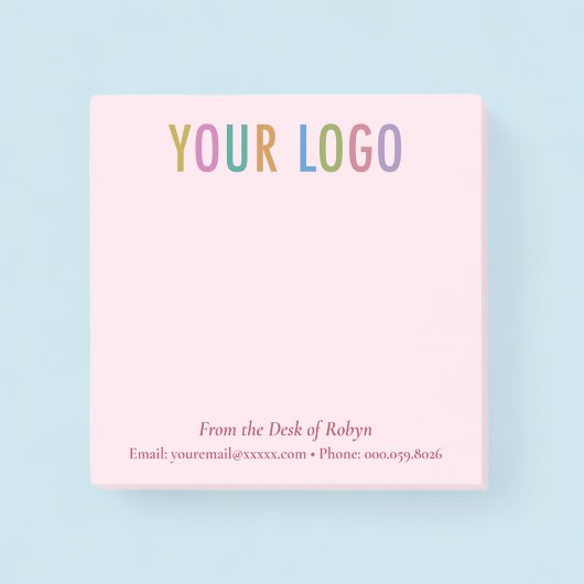 Notes Post-it® roses Logo Entreprise De la part de