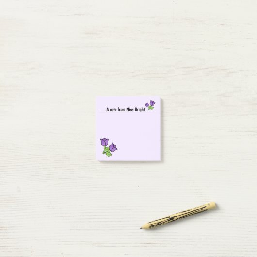 Notes post-it Roses violettes (Sur un bureau)