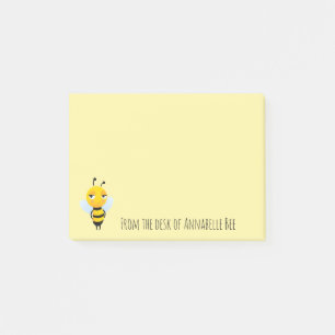 Notes Post-it sur l'abeille souriante mignonne