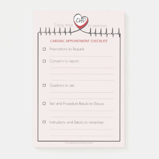 Notes post-it sur le rendez-vous au rythme cardiaq