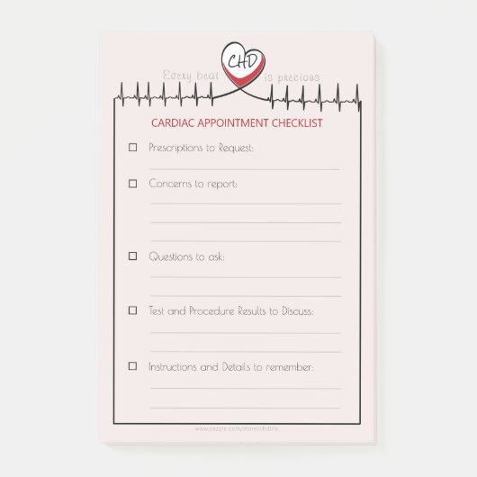 Notes post-it sur le rendez-vous au rythme cardiaq (Devant)