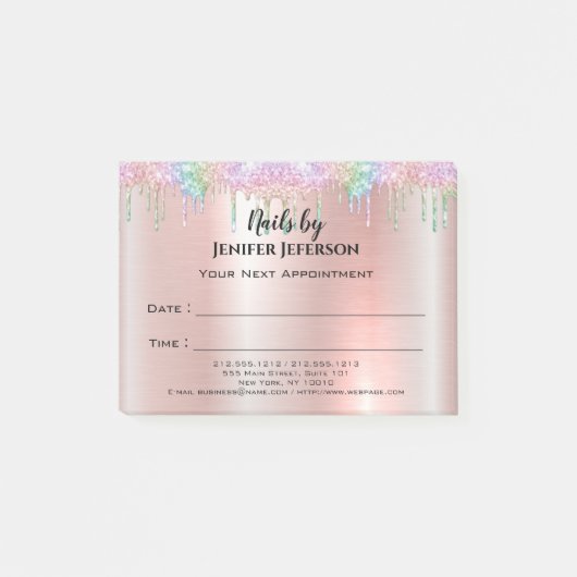 Notes Post-it® sur le rendez-vous des ongles (Devant)