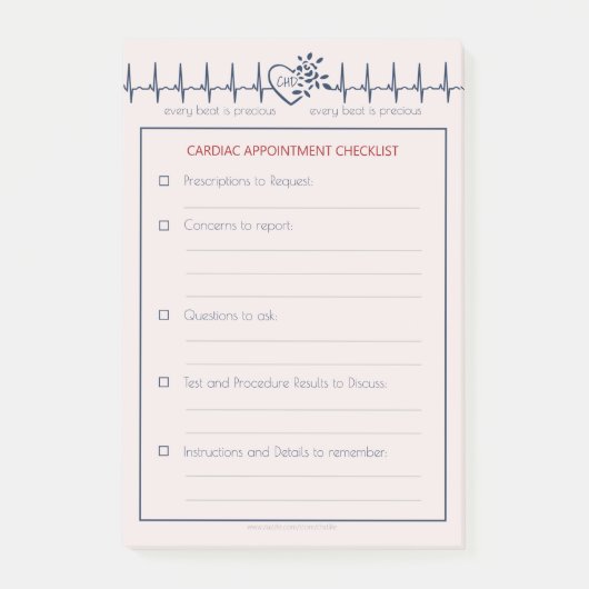 Notes post-it sur le rendez-vous d'un médecin CHD (Devant)