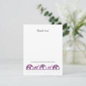 Notes pourpres de Merci de baby shower d'éléphant (Debout devant)