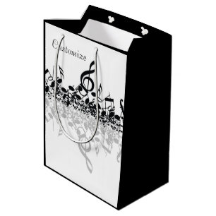 Nothin' maar Treble Black Muzieknoten Gift Bag Medium Cadeauzakje