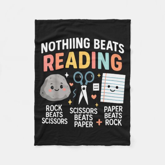 Nothing Beats Reading Rock Paper Scissors Funny Bo Fleece Deken (Voorkant)