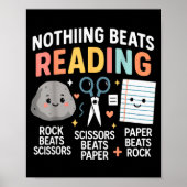 Nothing Beats Reading Rock Paper Scissors Funny Bo Poster (Voorkant)