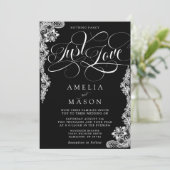 Nothing Fancy Just Love Black Lace Wedding Kaart (Staand voorkant)