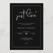 Nothing Fancy Just Love Black Minimalist Wedding Kaart (Voorkant)
