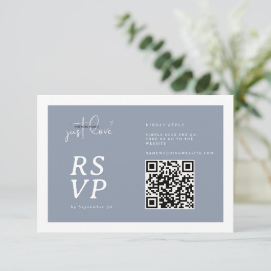 Nothing Fancy Just Love Dusty Blue QR-code RSVP  (Debout devant)