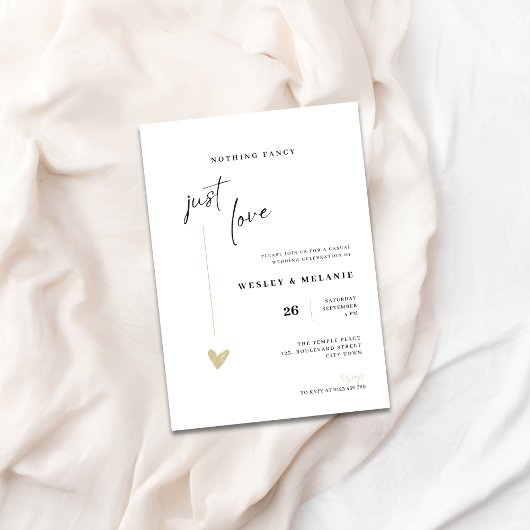 Nothing Fancy Just Love Elegant Wedding Invitation Kaart