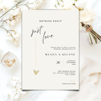 Nothing Fancy Just Love Minimal Wedding Invitation Kaart