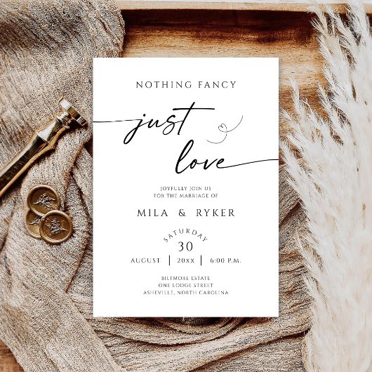 Nothing Fancy Just Love Minimalist Invitation
