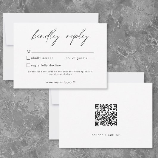 Nothing Fancy Just Love Minimalist Wedding QR Code RSVP Kaartje
